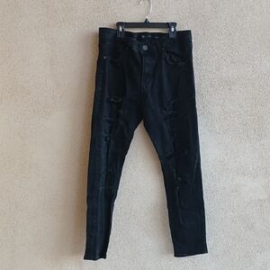 Men's Black Distressed Pants